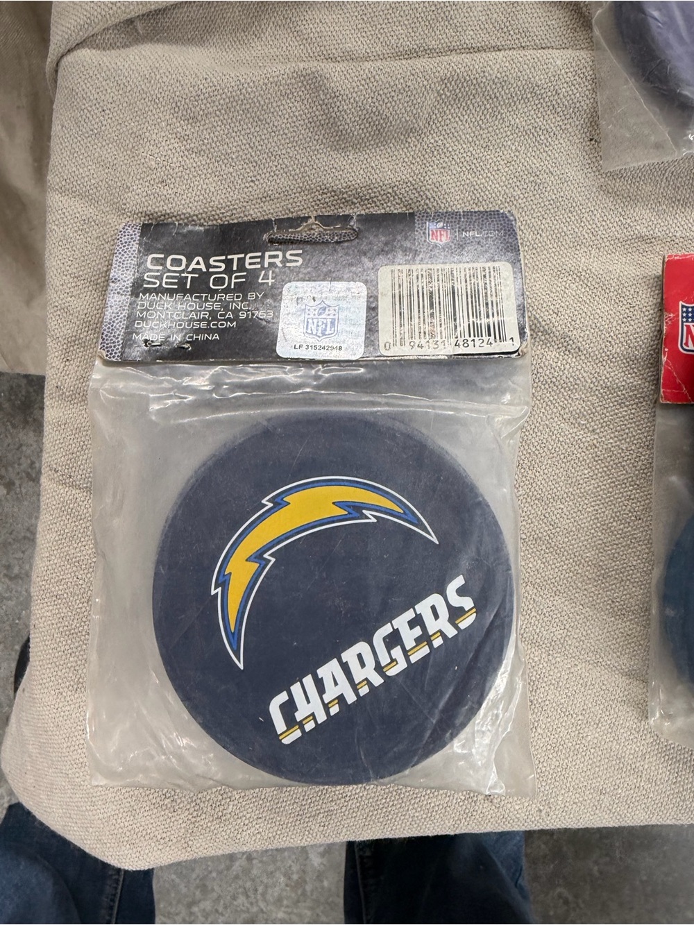 Los Angeles Chargers Vinyl Coasters Set of 4 - Navy & Yellow